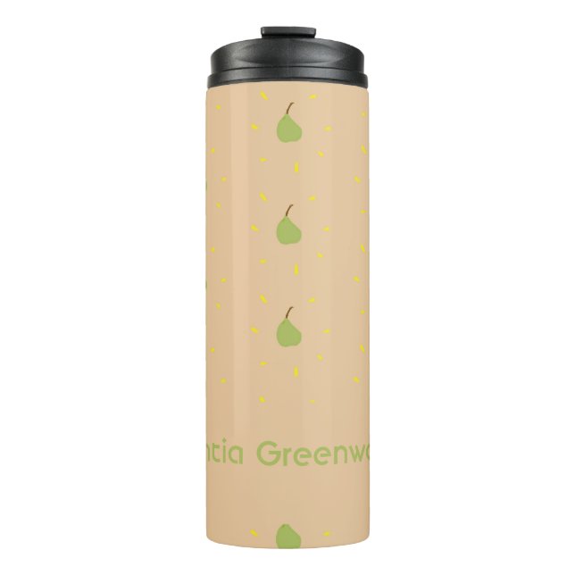 Bouteilles Isothermes Nom personnalisé vert poire motif brun (Devant)
