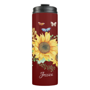 Bouteilles Isothermes Nom personnel tournesol printemps
