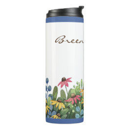Bouteilles Isothermes Nom sur Aquarelle Fleurs sauvages été 12oz