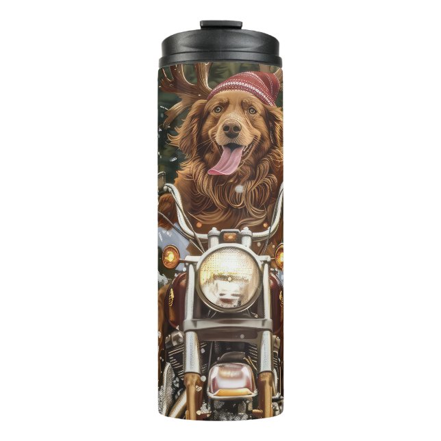 Bouteilles Isothermes Nouvelle-Écosse Moto à chiens Noël (Devant)