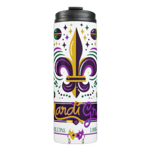 Bouteilles Isothermes Nouvelle-Orléans Mardi Gras jaune violet vert