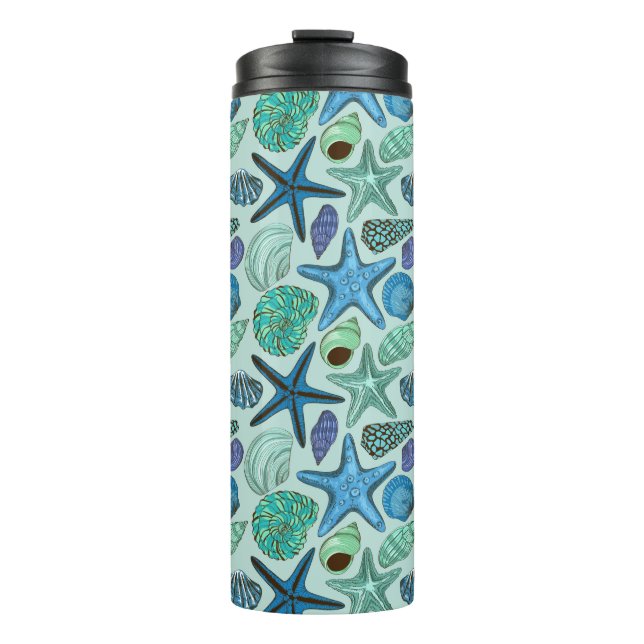 Bouteilles Isothermes Nuances des coquillages et du motif bleus (Devant)