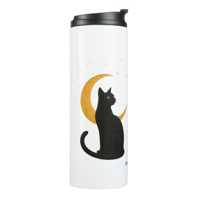 Bouteilles Isothermes Observateur de la nuit - Chat noir d'Halloween (Tourné sur la gauche)