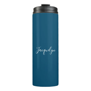 Bouteilles Isothermes Ocean Blue Plain Élégant Moderne Calligraphie Nom