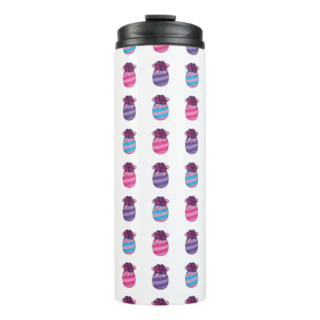Bouteilles Isothermes Oeufs de Pâques aux fleurs et au ruban (Devant)