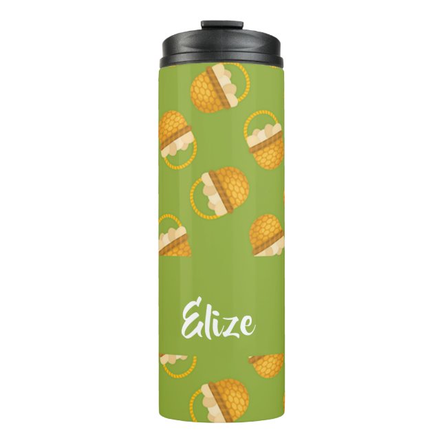 Bouteilles Isothermes Oeufs en corbeille marron sur vert (Devant)