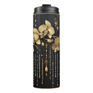 Bouteilles Isothermes Œuvre d'art florale à l'orchidée dorée luxueuse