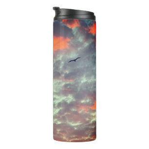Bouteilles Isothermes Oiseau Volant Nuages Roses Ciel Photo