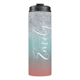 Bouteilles Isothermes Ombre Faux Sparkle Colorful Nom Monogrammé