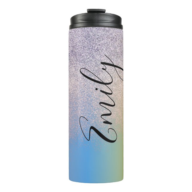Bouteilles Isothermes Ombre Faux Sparkle Monogramme Nom       (Devant)
