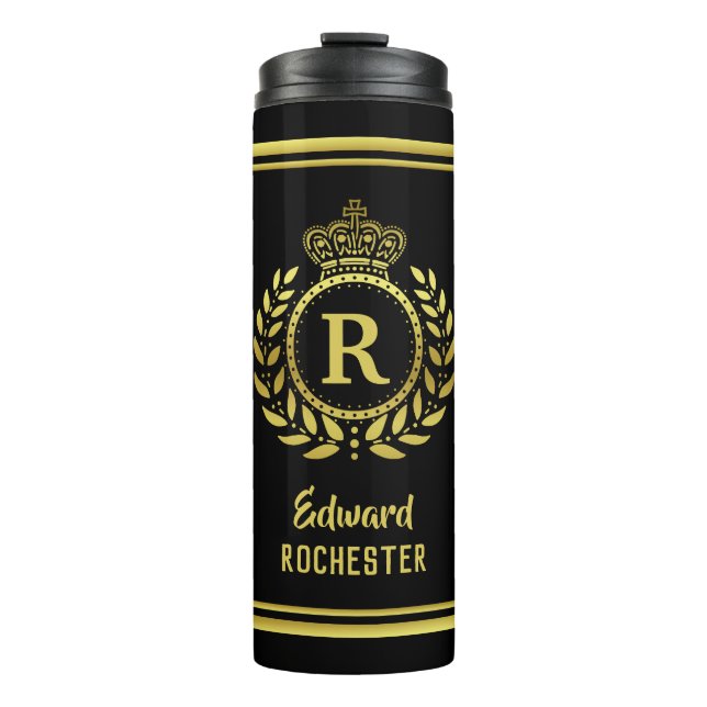 Bouteilles Isothermes Or royal de noir de guirlande de laurier de (Devant)