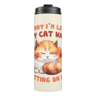 Bouteilles Isothermes Orange Tabby Chat - Désolé, je suis en retard