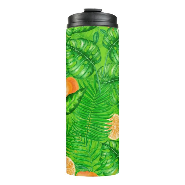 Bouteilles Isothermes Oranges et feuilles tropicaux (Devant)