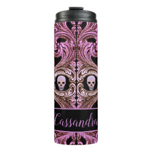 Bouteilles Isothermes Ornement rose Goth avec crâne personnalisé