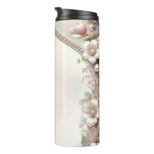Bouteilles Isothermes Ornements Floraux et Perles