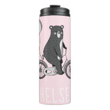 Ours scandinave sur vélo Minimaliste rose