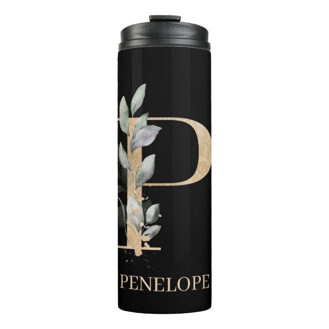 Bouteilles Isothermes P Monogramme Floral Personnalisé (Devant)