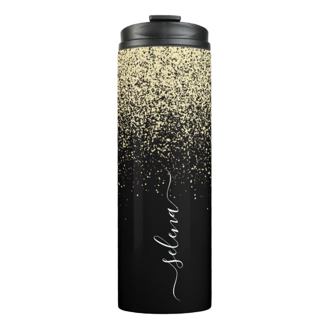 Bouteilles Isothermes Pailleté Or Noir Monogramme Féminin (Devant)