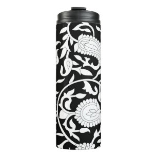 Bouteilles Isothermes Paisley indien traditionnel motif sur noir et avec