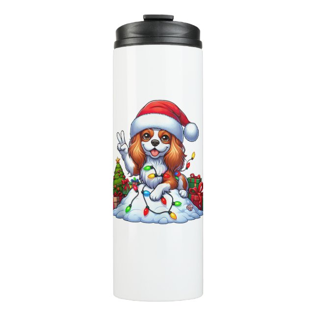 Bouteilles Isothermes Paix main Cavalier Roi Charles Spaniel Noël (Devant)