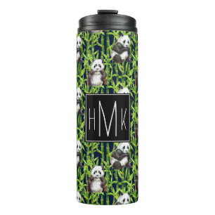 Bouteilles Isothermes Panda avec le monogramme en bambou du motif  