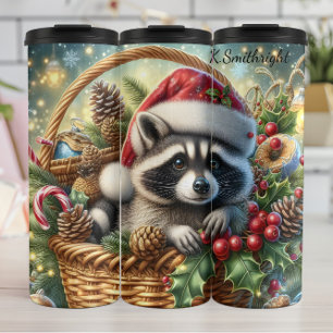 Bouteilles Isothermes Panier de Noël Raccoon de vacances Cheval