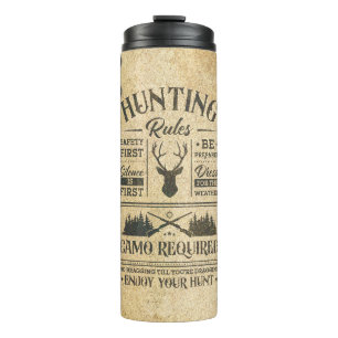 Bouteilles Isothermes Panneau Règles de Chasse vintages avec Camouflage