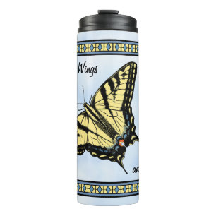 Bouteilles Isothermes Papillon à queue jaune bleu ciel personnalisé