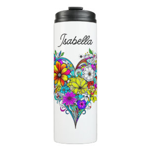 Bouteilles Isothermes Papillon et coeur floral Personnalisé