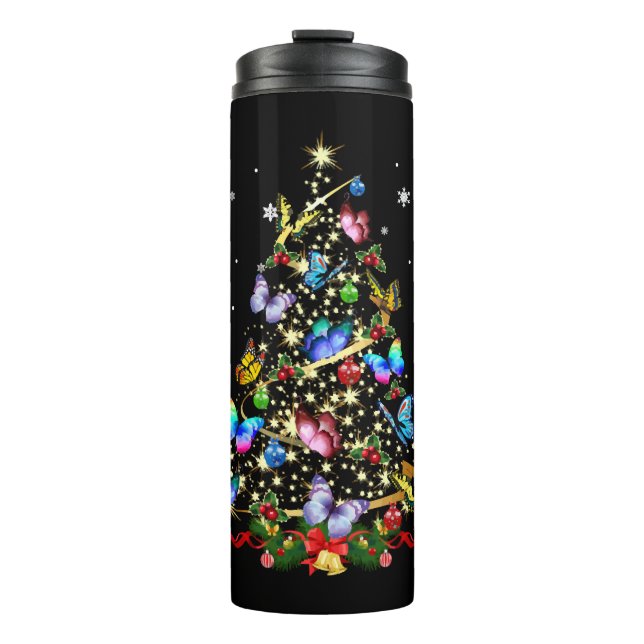 Bouteilles Isothermes Papillon Noël Arbre Lumières Femmes Filles Noël B (Devant)