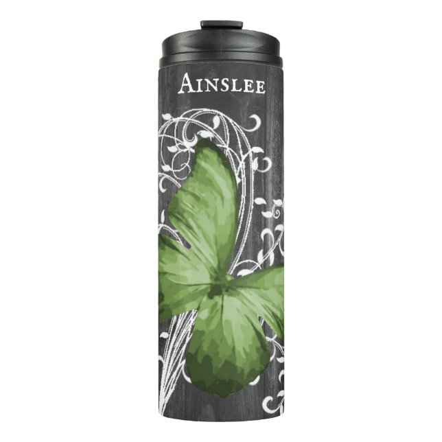 Bouteilles Isothermes Papillon rustique vert personnalisé (Devant)