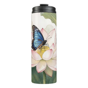 Bouteilles Isothermes Papillon Swallowtail Bleu avec Art de Fleur de Lot