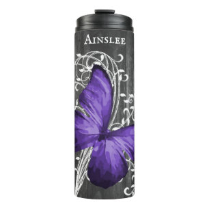 Bouteilles Isothermes Papillon violet rustique personnalisé