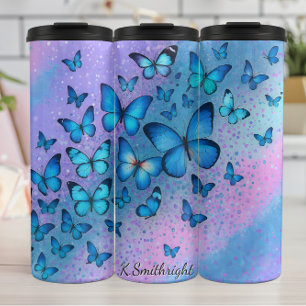 Bouteilles Isothermes Papillons bleus Parties scintillant Ombre Swirl