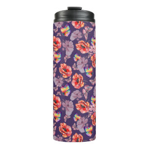 Bouteilles Isothermes Papillons et fleurs de pavot