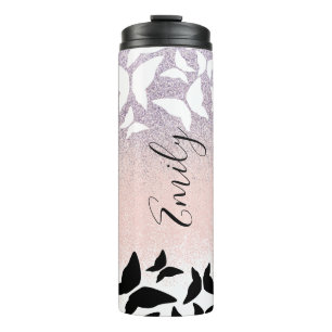 Bouteilles Isothermes Papillons Paillettes Roses Monogramme Nom    