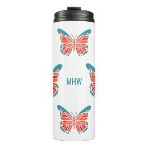 Bouteilles Isothermes Papillons stylisés monogramme personnalisé tumbler