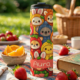 Bouteilles Isothermes Parade des amis fruits Personnalisation d'animau