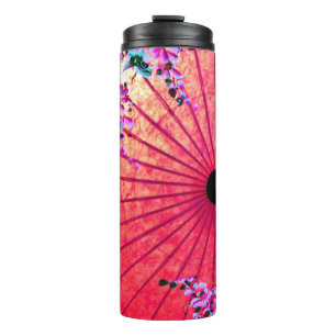 Bouteilles Isothermes parasol oriental japonais floral rose