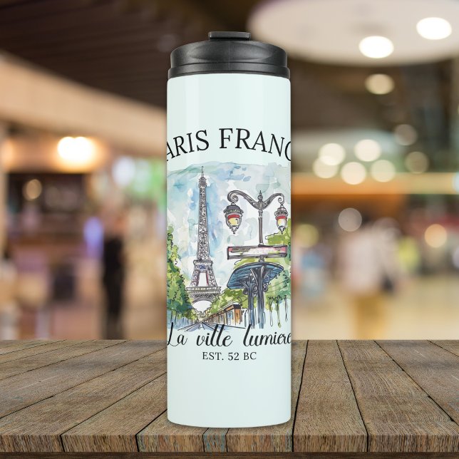 Bouteilles Isothermes Paris France Retro City View Art (Créateur téléchargé)