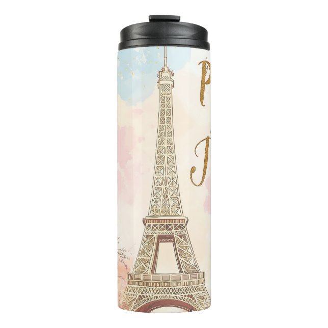 Bouteilles Isothermes Paris, Je T'aime - Tour Eiffel avec Macarons (Devant)