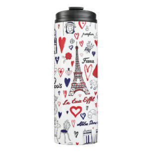 Bouteilles Isothermes Paris vintage : Motif de ligne de voyage