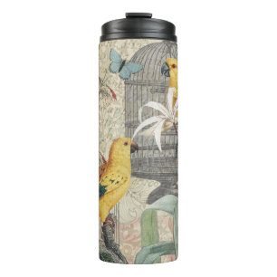Bouteilles Isothermes Parrot Jaune Tropical Antique Fleur