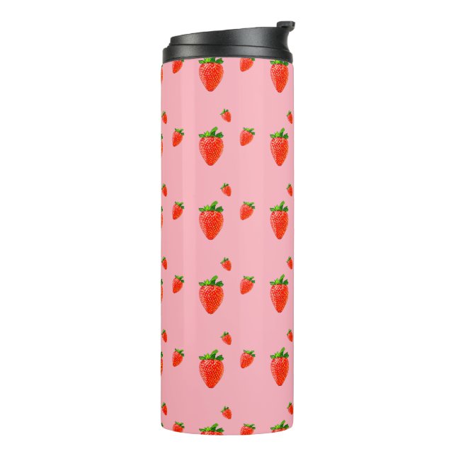 Bouteilles Isothermes Parti rose Motif aux fraises rouges (Tourné sur la gauche)