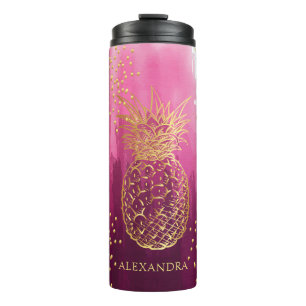 Bouteilles Isothermes Parties scintillant d'ananas rose personnalisée