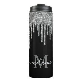Bouteilles Isothermes Parties scintillant en argent noir et blanc Monogr