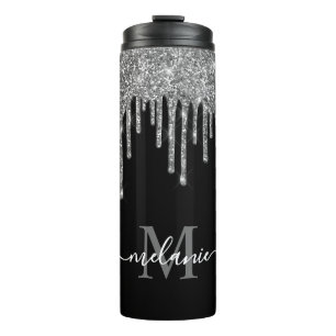 Bouteilles Isothermes Parties scintillant en argent noir et blanc Monogr