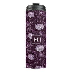 Bouteilles Isothermes Parties scintillant florale violet Motif Monogramm