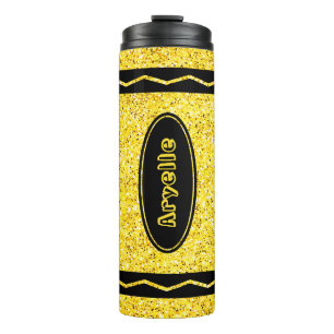 Bouteilles Isothermes Parties scintillant jaune Crayon Nom personnalisé