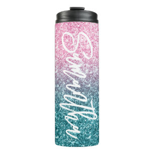 Bouteilles Isothermes Parties scintillant Ombre Turquoise rose clair bri